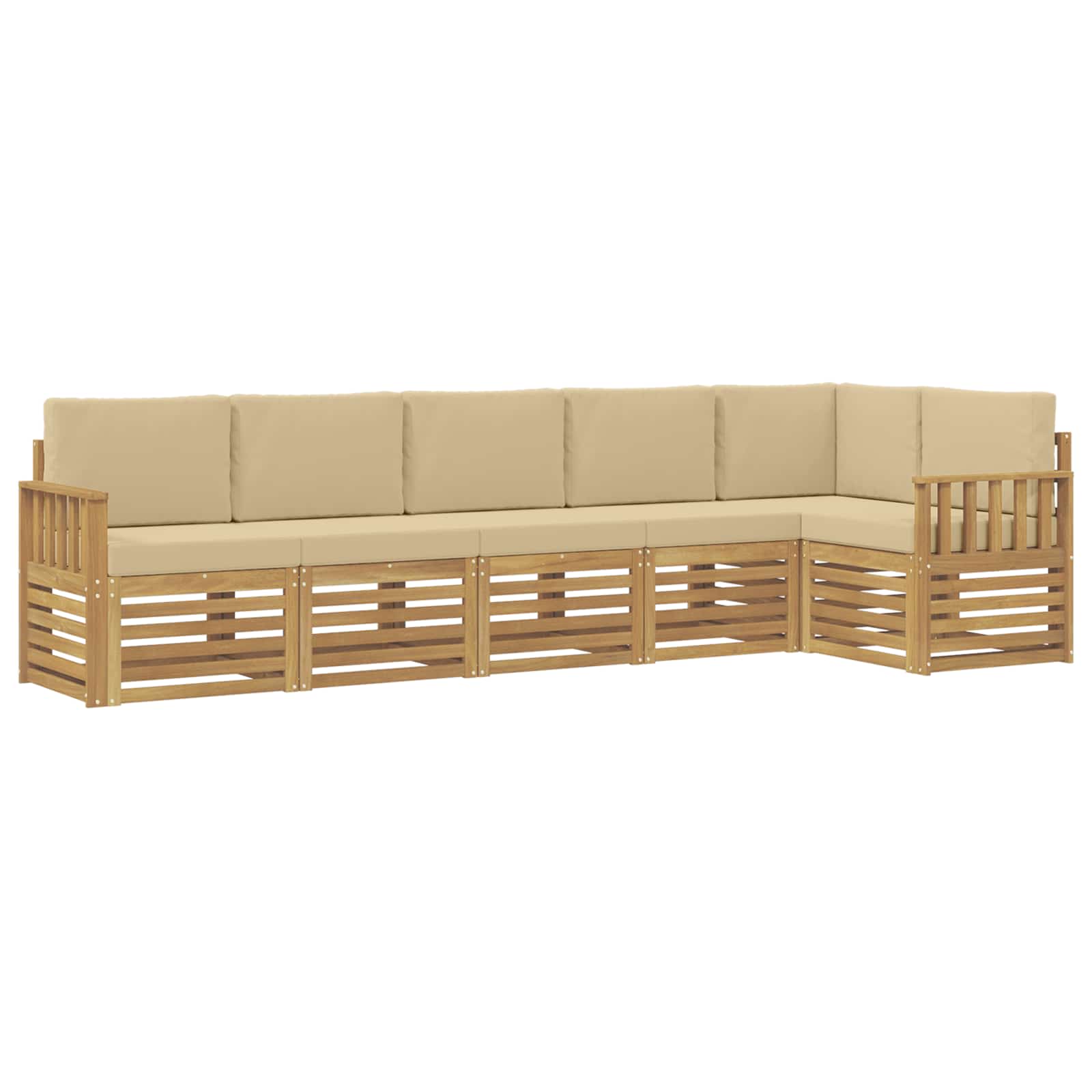 vidaXL Zestaw sof na zewnątrz 6 pcs Biały i Beżowy 306 x 128,5 x 73 cm