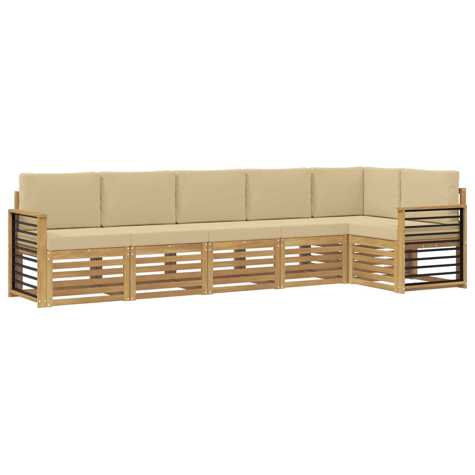 vidaXL Zestaw sof na zewnątrz 6 pcs Biały i Beżowy 306 x 128,5 x 73 cm