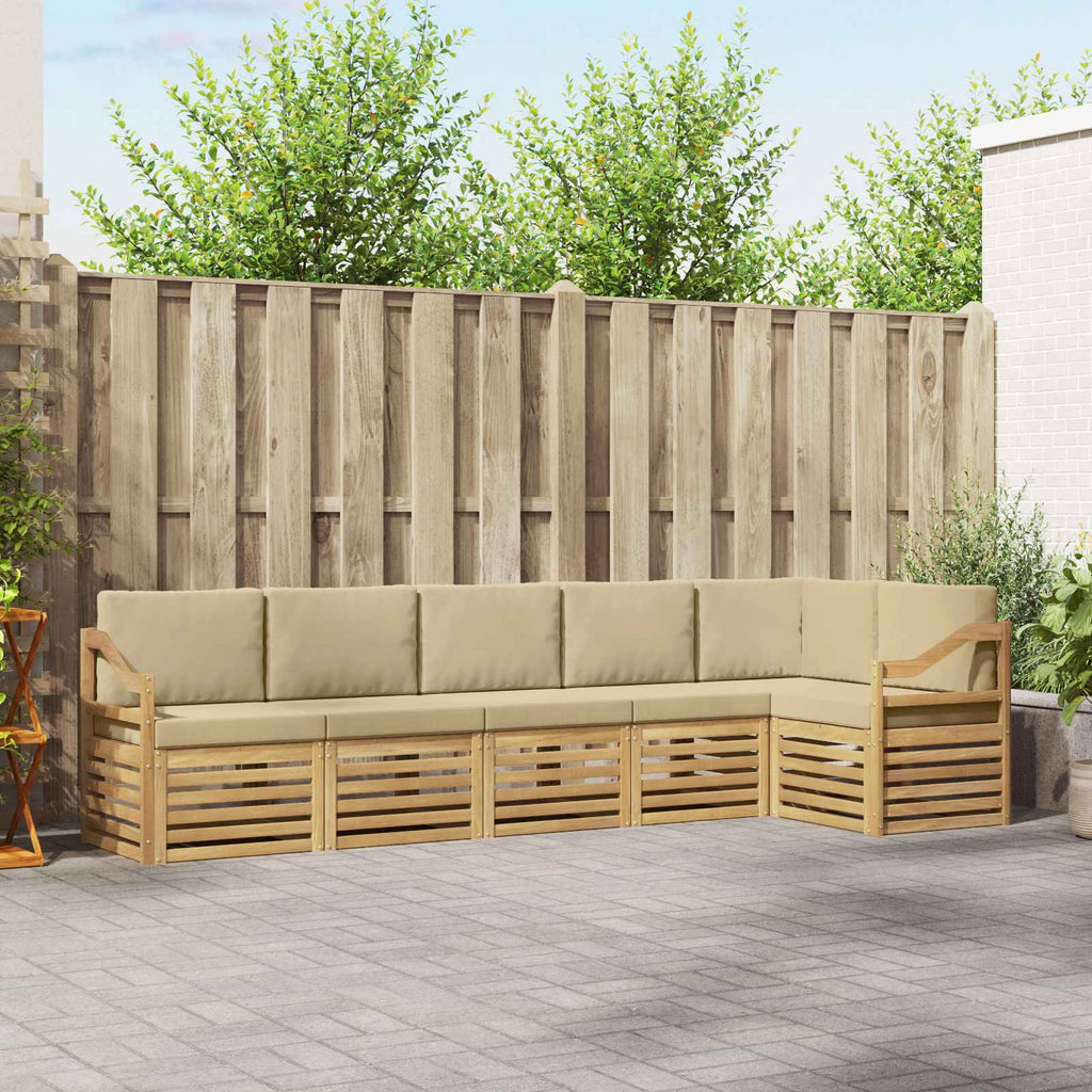 vidaXL Zestaw sof na zewnątrz 6 pcs Biały i Beżowy 304 x 126,5 x 73 cm
