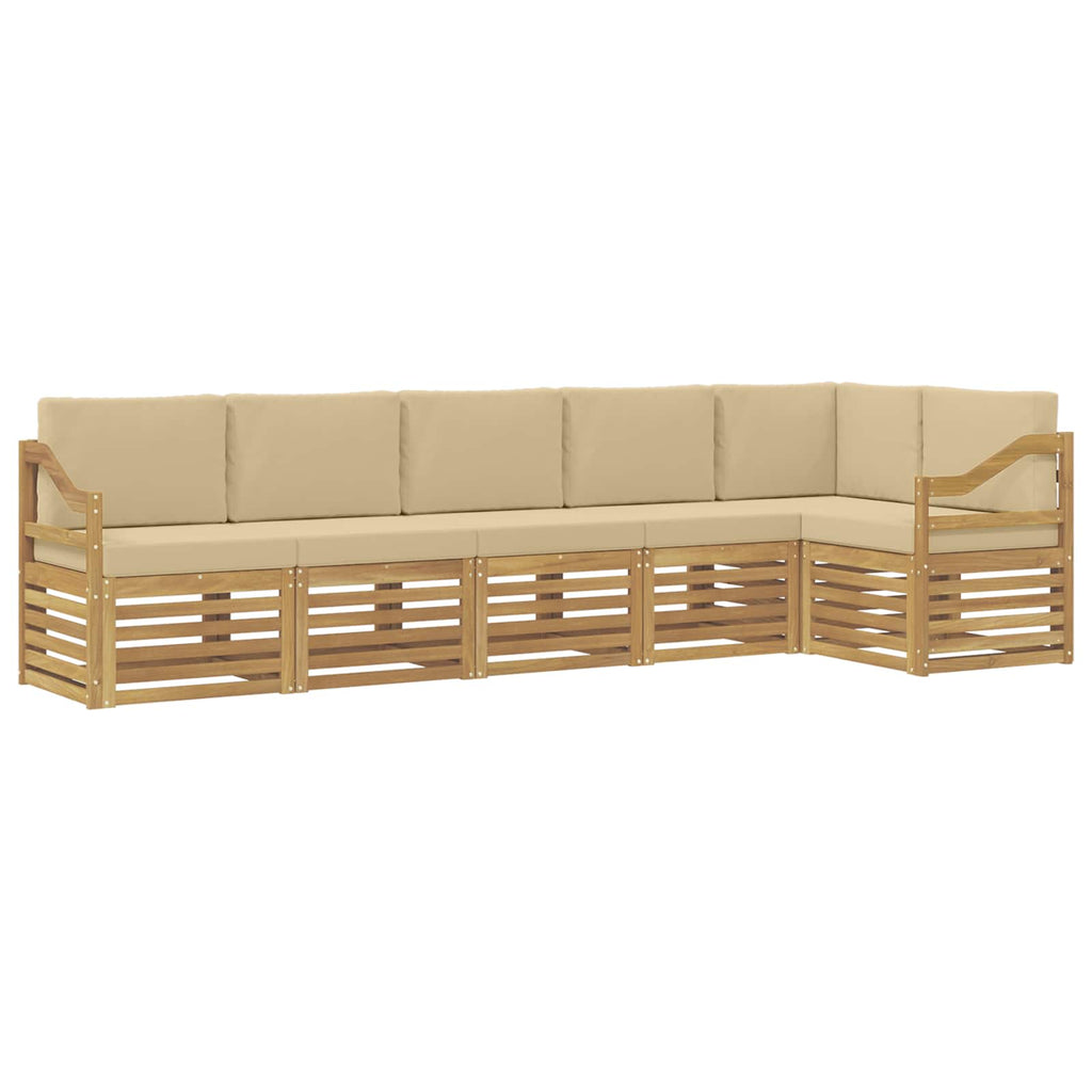 vidaXL Zestaw sof na zewnątrz 6 pcs Biały i Beżowy 304 x 126,5 x 73 cm