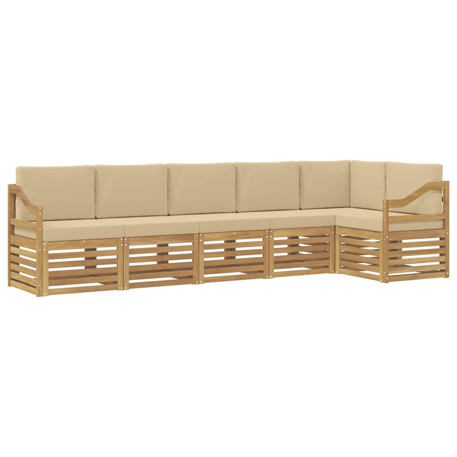 vidaXL Zestaw sof na zewnątrz 6 pcs Biały i Beżowy 304 x 126,5 x 73 cm