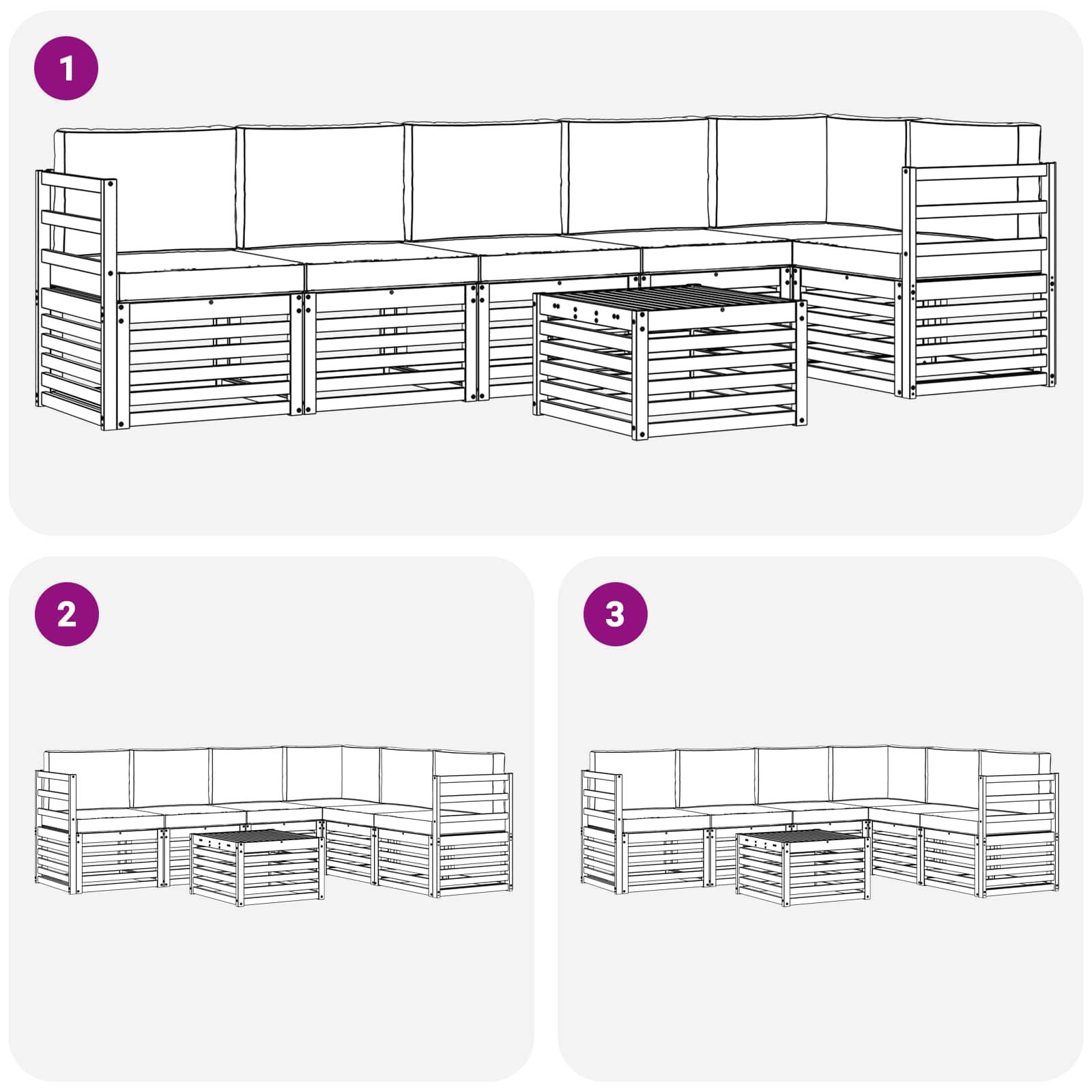 vidaXL Zestaw sof na zewnątrz 7 pcs Biały i jasnoszary 59 x 59 x 37 cm