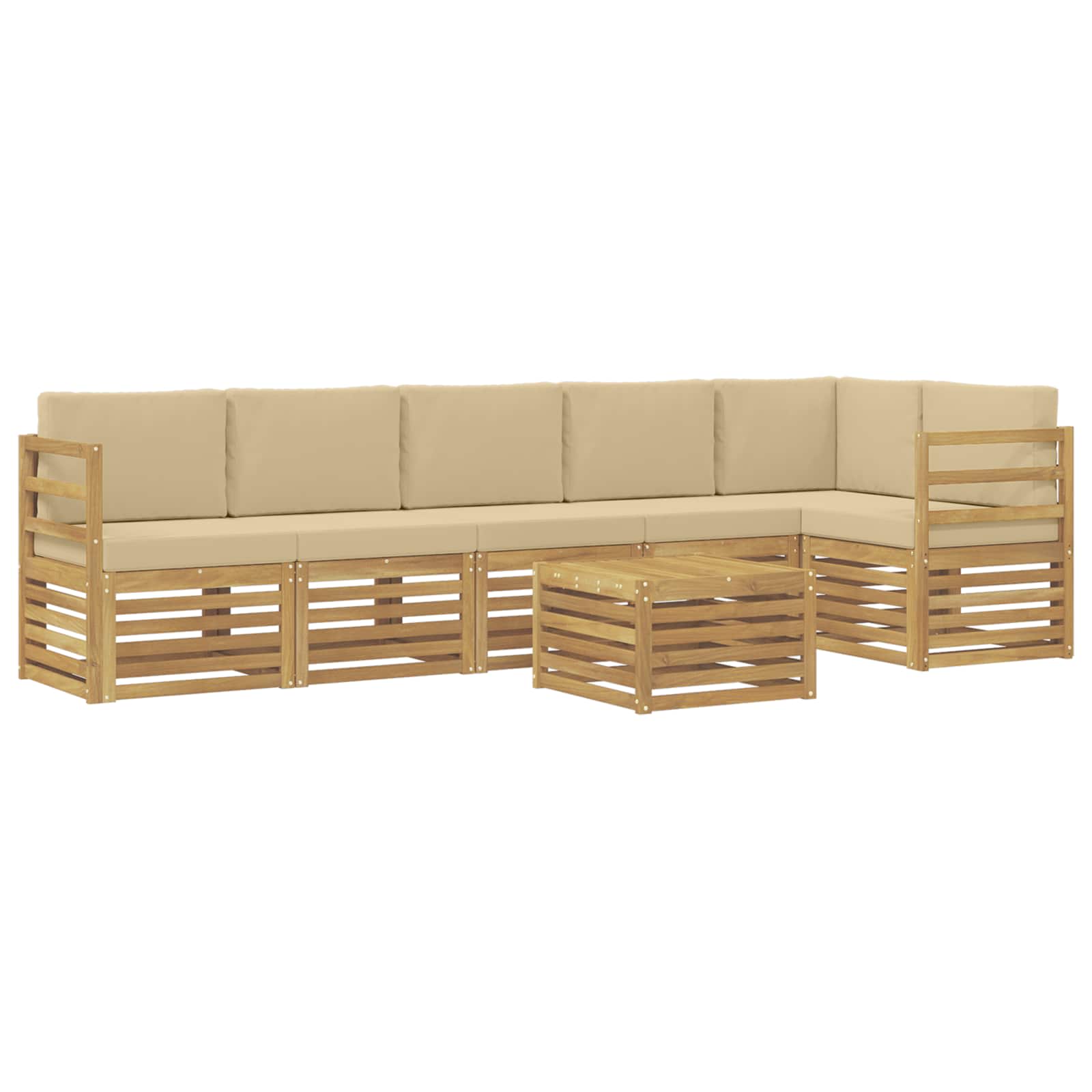 vidaXL Zestaw sof na zewnątrz 7 pcs Biały i Beżowy 59 x 59 x 37 cm