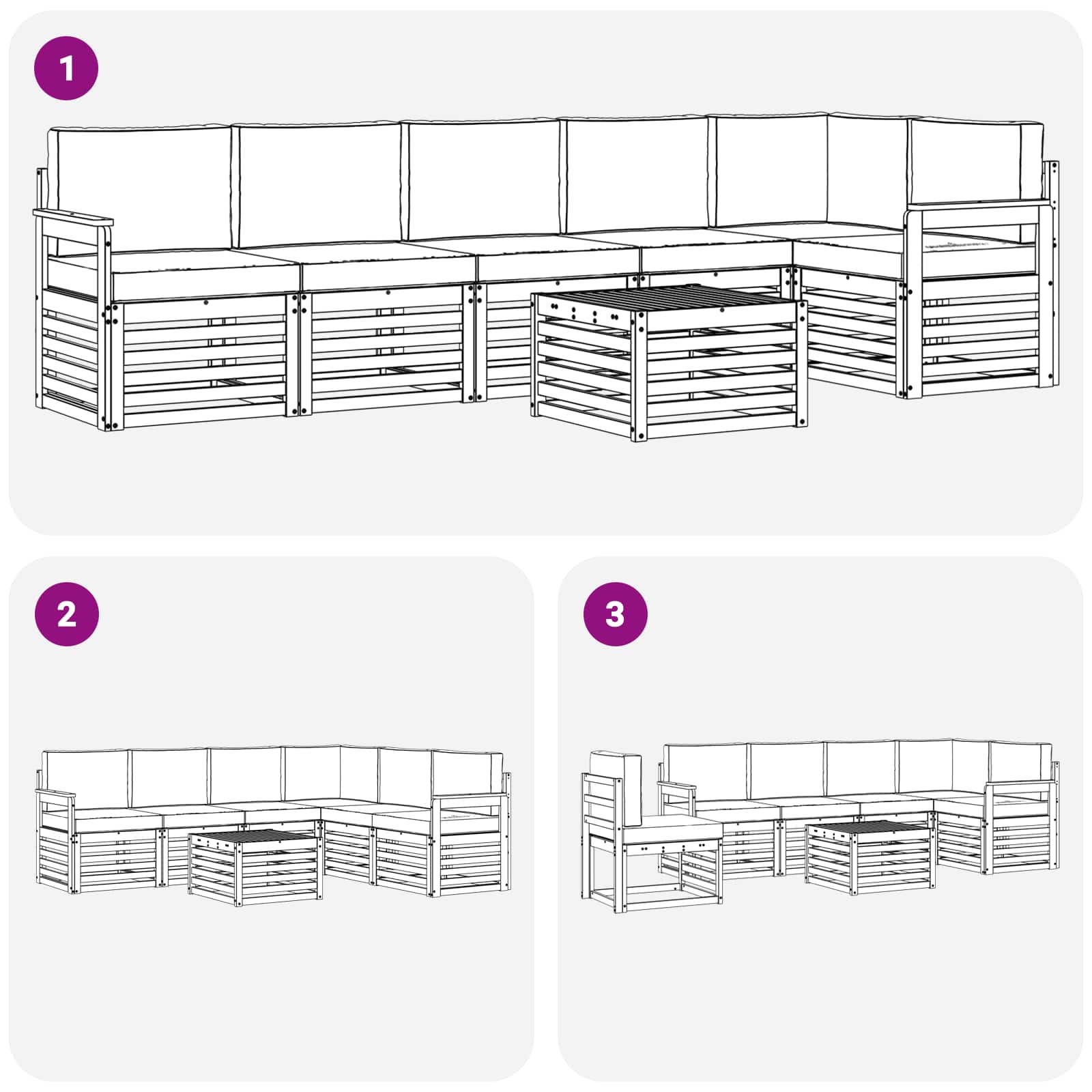 vidaXL Zestaw sof na zewnątrz 7 pcs Biały i kremowy 59 x 59 x 37 cm