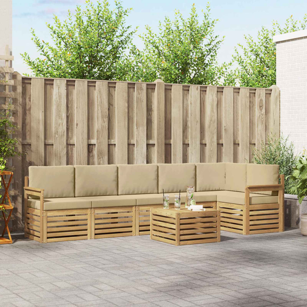 vidaXL Zestaw sof na zewnątrz 7 pcs Biały i Beżowy 59 x 59 x 37 cm