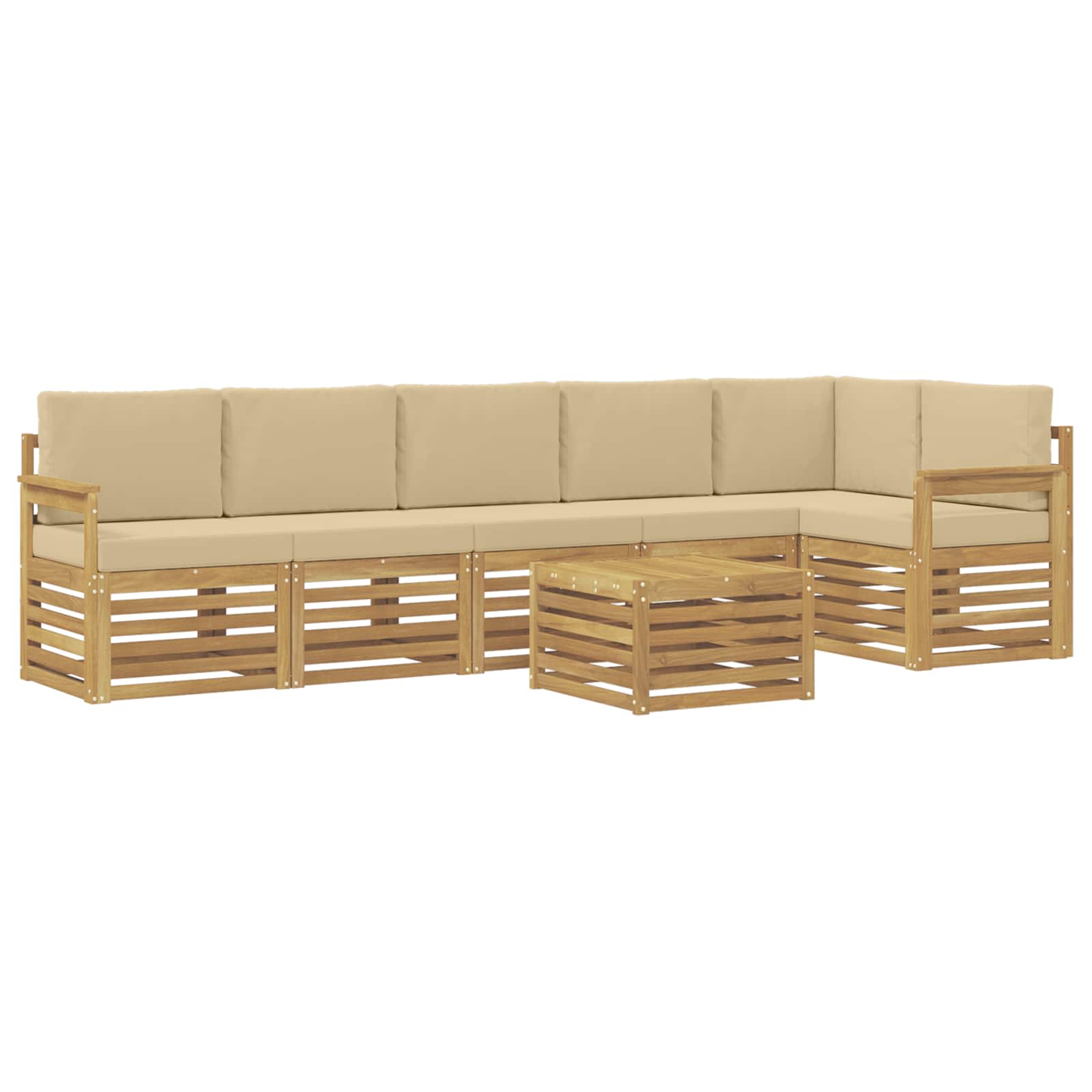 vidaXL Zestaw sof na zewnątrz 7 pcs Biały i Beżowy 59 x 59 x 37 cm