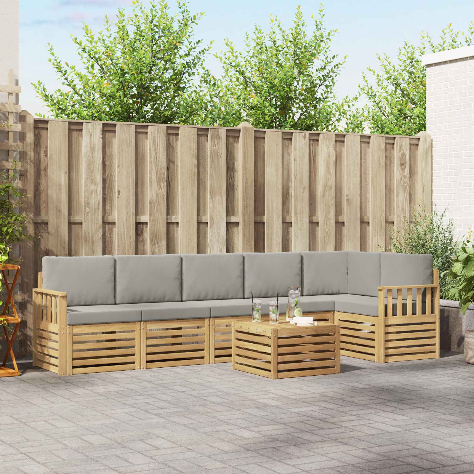 vidaXL Zestaw sof na zewnątrz 7 pcs Biały i jasnoszary 59 x 59 x 37 cm