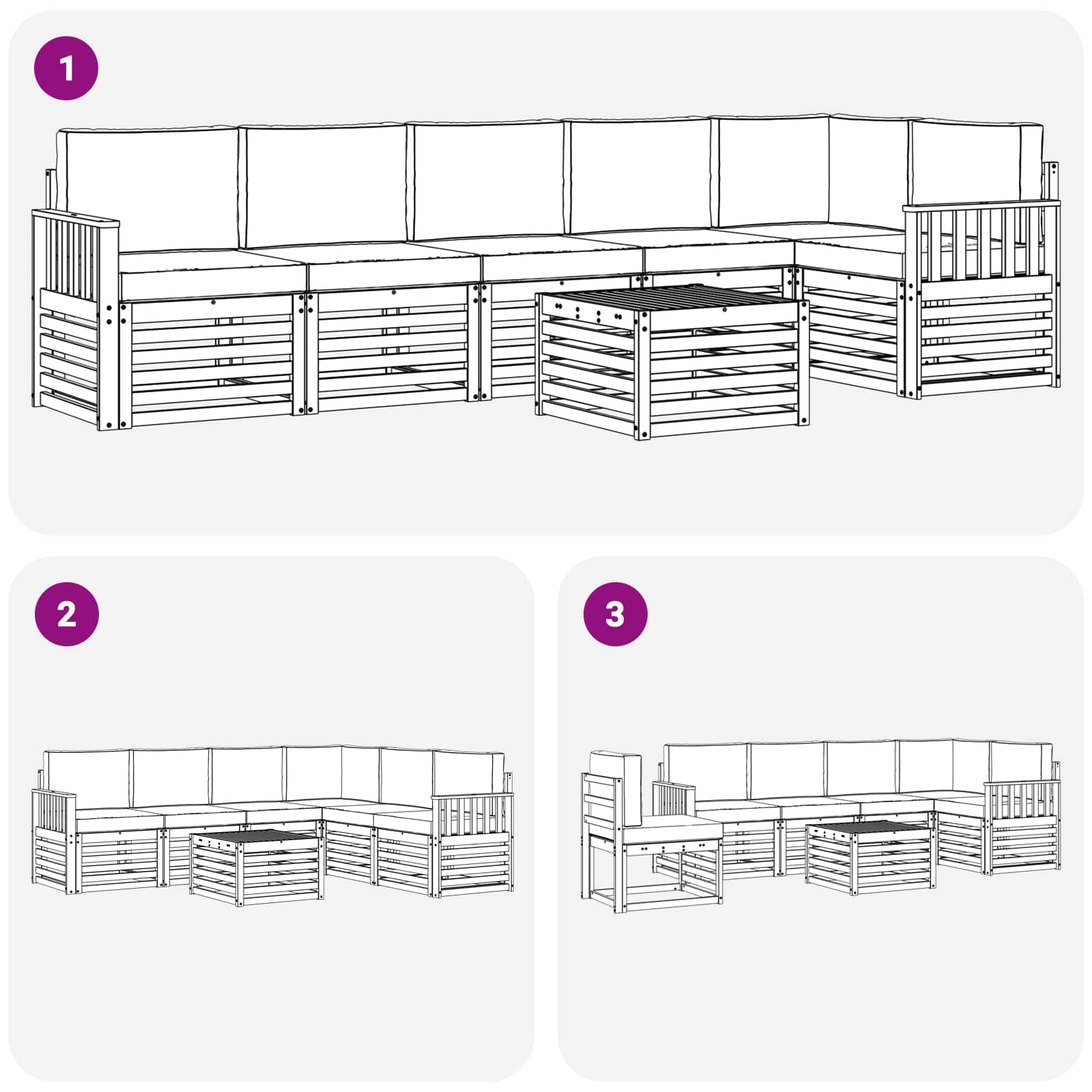 vidaXL Zestaw sof na zewnątrz 7 pcs Biały i antracyt 59 x 59 x 37 cm