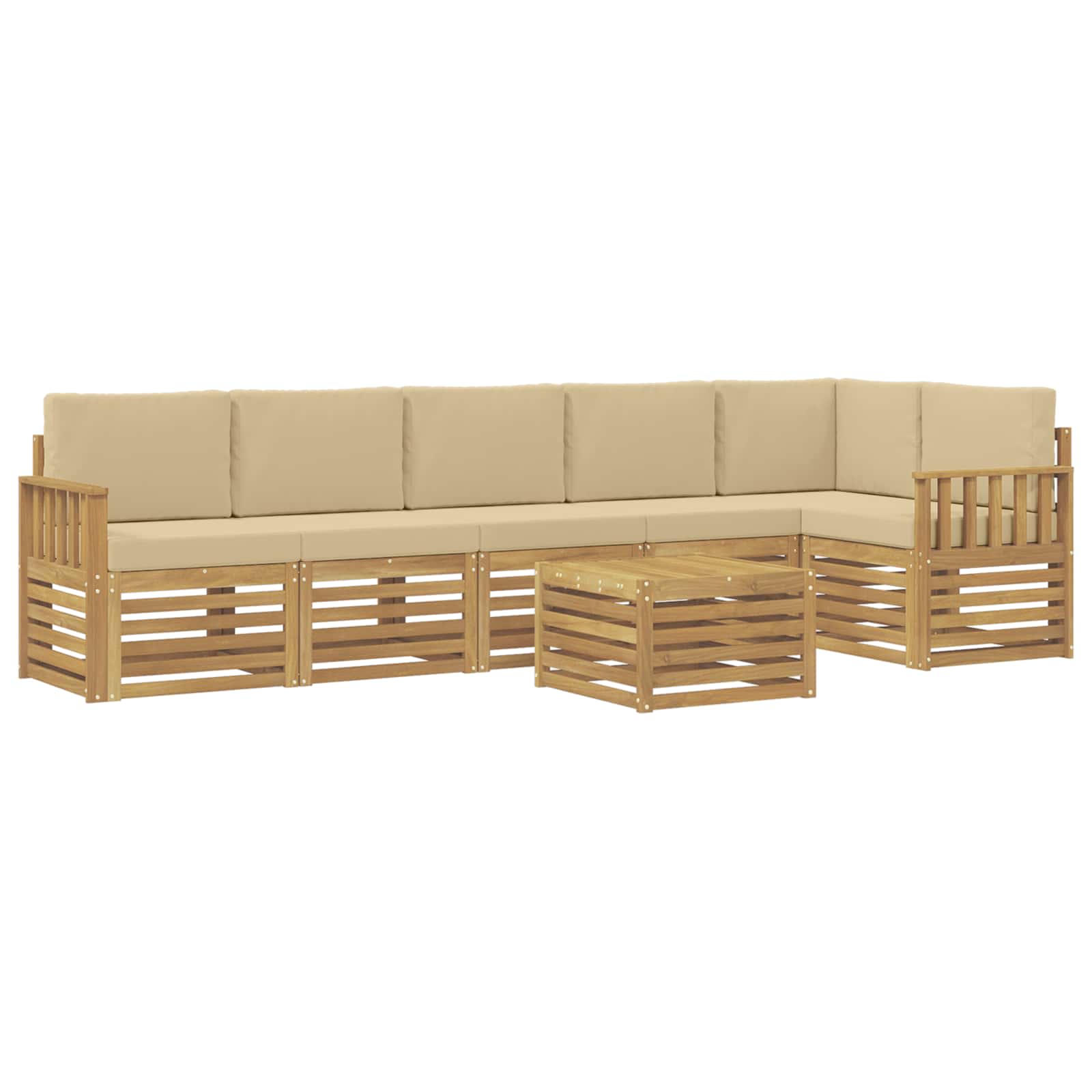 vidaXL Zestaw sof na zewnątrz 7 pcs Biały i Beżowy 59 x 59 x 37 cm