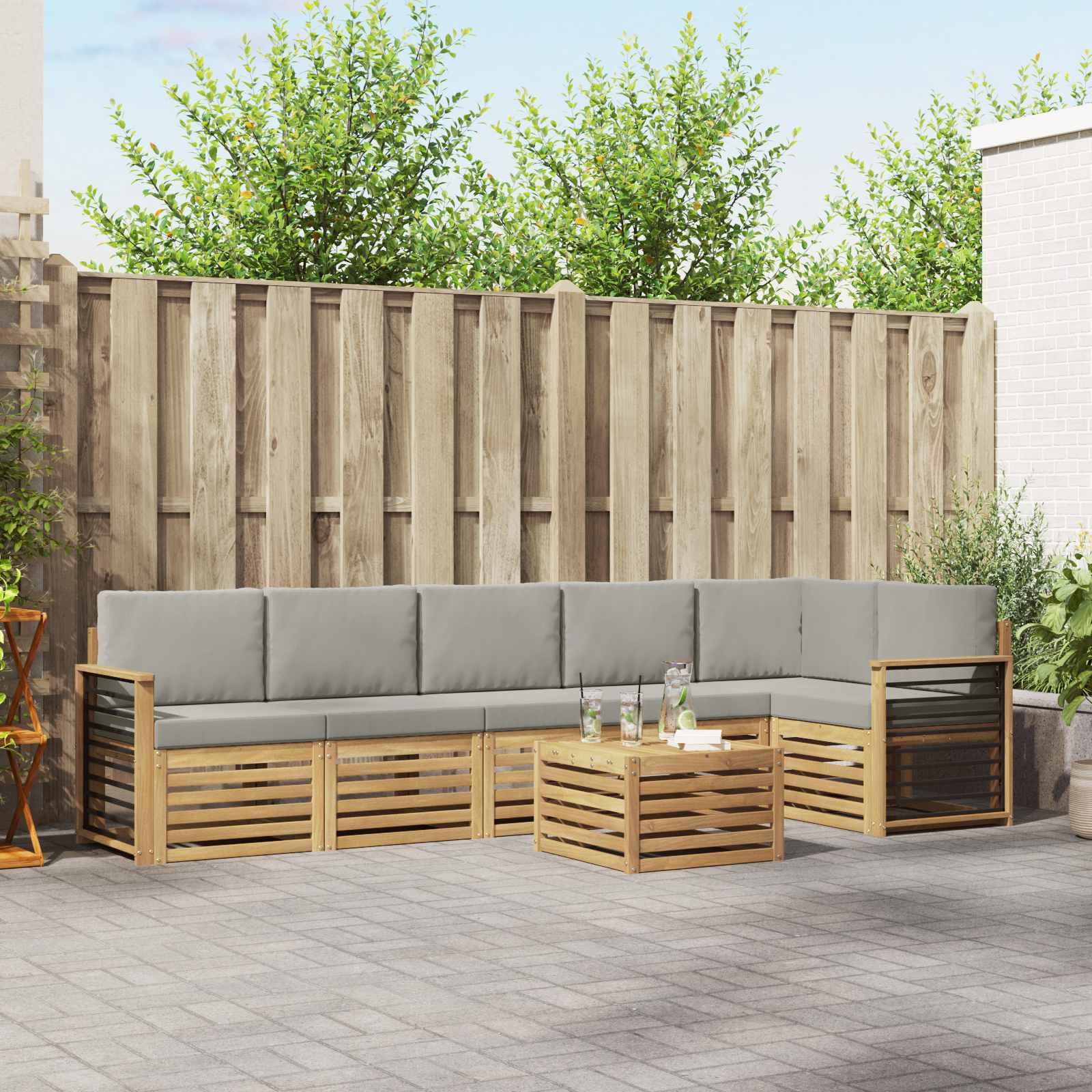 vidaXL Zestaw sof na zewnątrz 7 pcs Biały i jasnoszary 59 x 59 x 37 cm