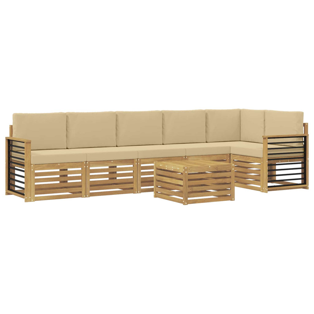 vidaXL Zestaw sof na zewnątrz 7 pcs Biały i Beżowy 59 x 59 x 37 cm