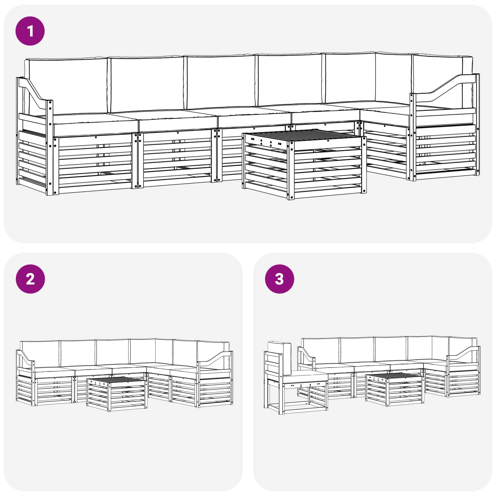 vidaXL Zestaw sof na zewnątrz 7 pcs Biały i Beżowy 59 x 59 x 37 cm