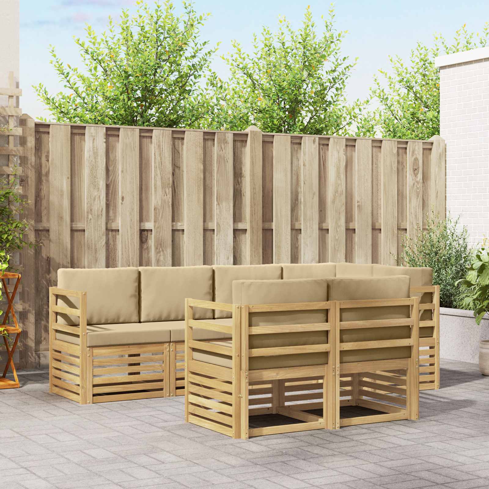 vidaXL Zestaw sof na zewnątrz 7 pcs Biały i Beżowy 245 x 126,5 x 73 cm