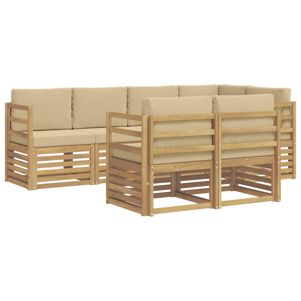 vidaXL Zestaw sof na zewnątrz 7 pcs Biały i Beżowy 245 x 126,5 x 73 cm