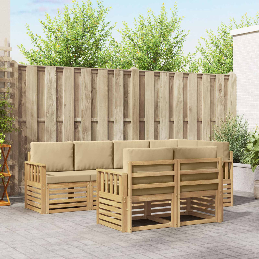 vidaXL Zestaw sof na zewnątrz 7 pcs Biały i Beżowy 247 x 128,5 x 73 cm