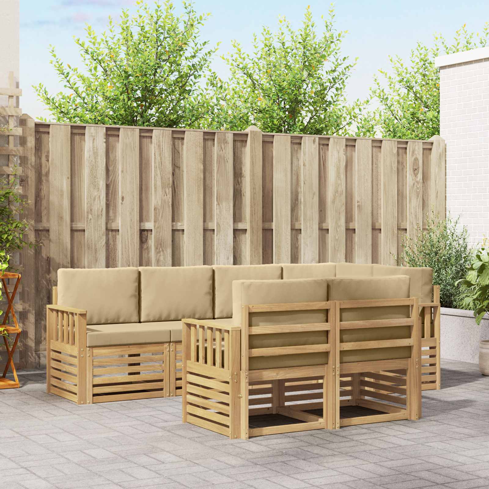 vidaXL Zestaw sof na zewnątrz 7 pcs Biały i Beżowy 247 x 128,5 x 73 cm