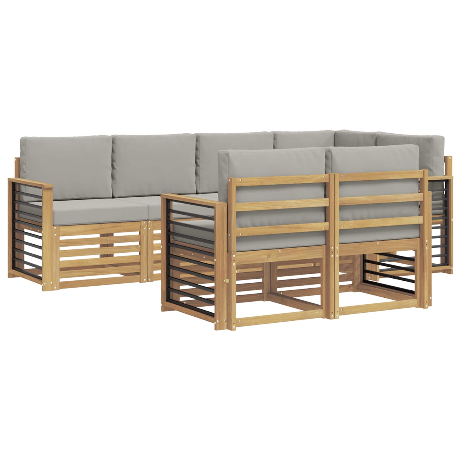 vidaXL Zestaw sof na zewnątrz 7 pcs Biały i jasnoszary