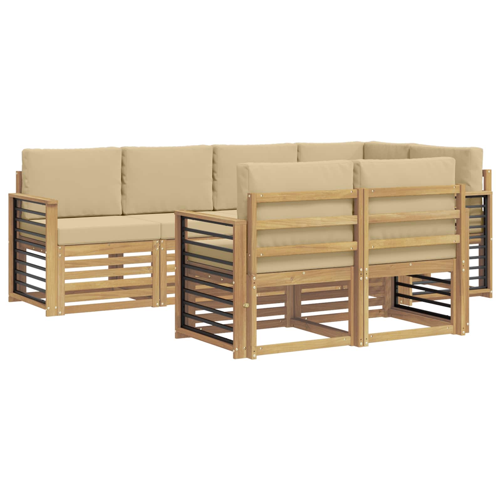 vidaXL Zestaw sof na zewnątrz 7 pcs Biały i Beżowy 247 x 128,5 x 73 cm