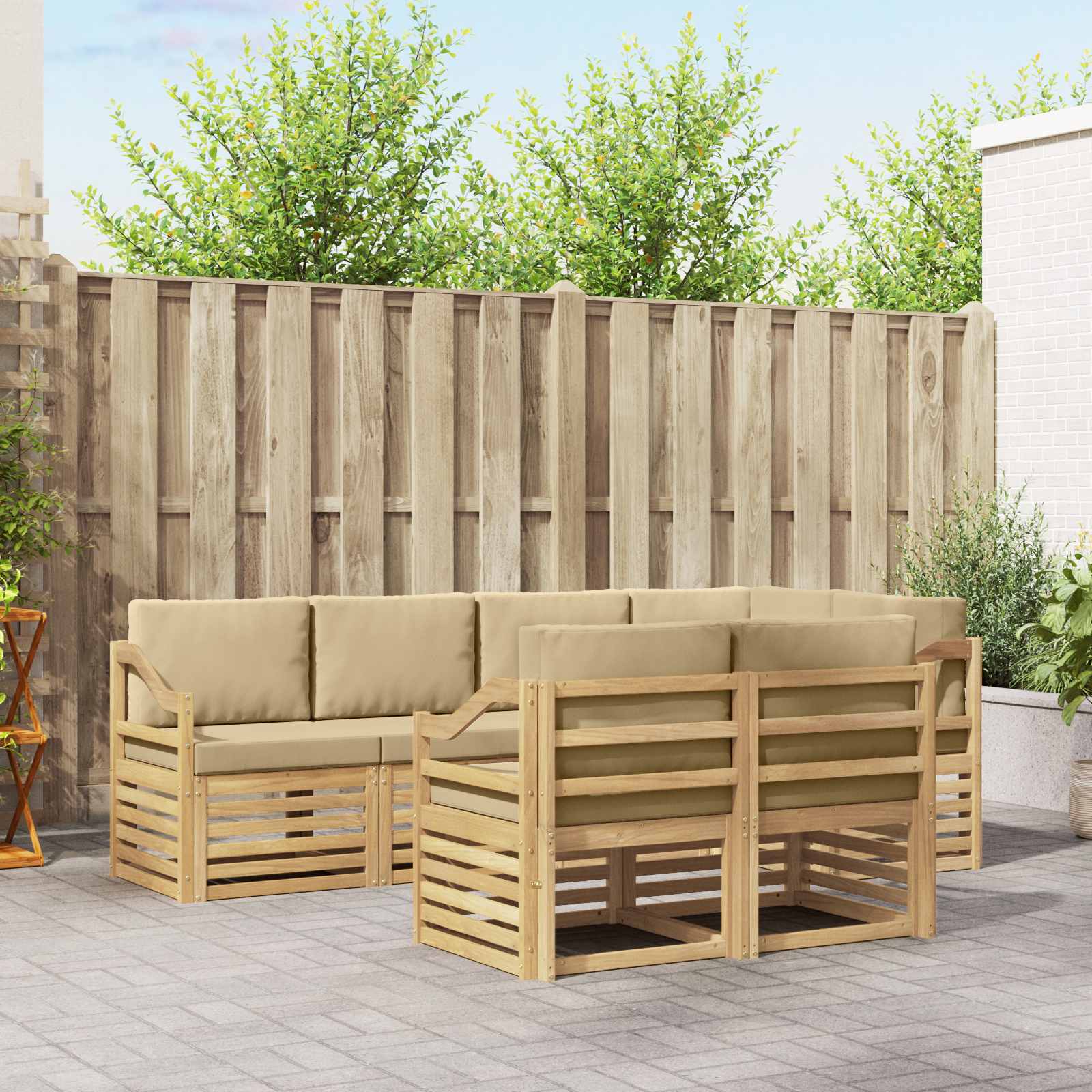 vidaXL Zestaw sof na zewnątrz 7 pcs Biały i Beżowy 245 x 126,5 x 73 cm