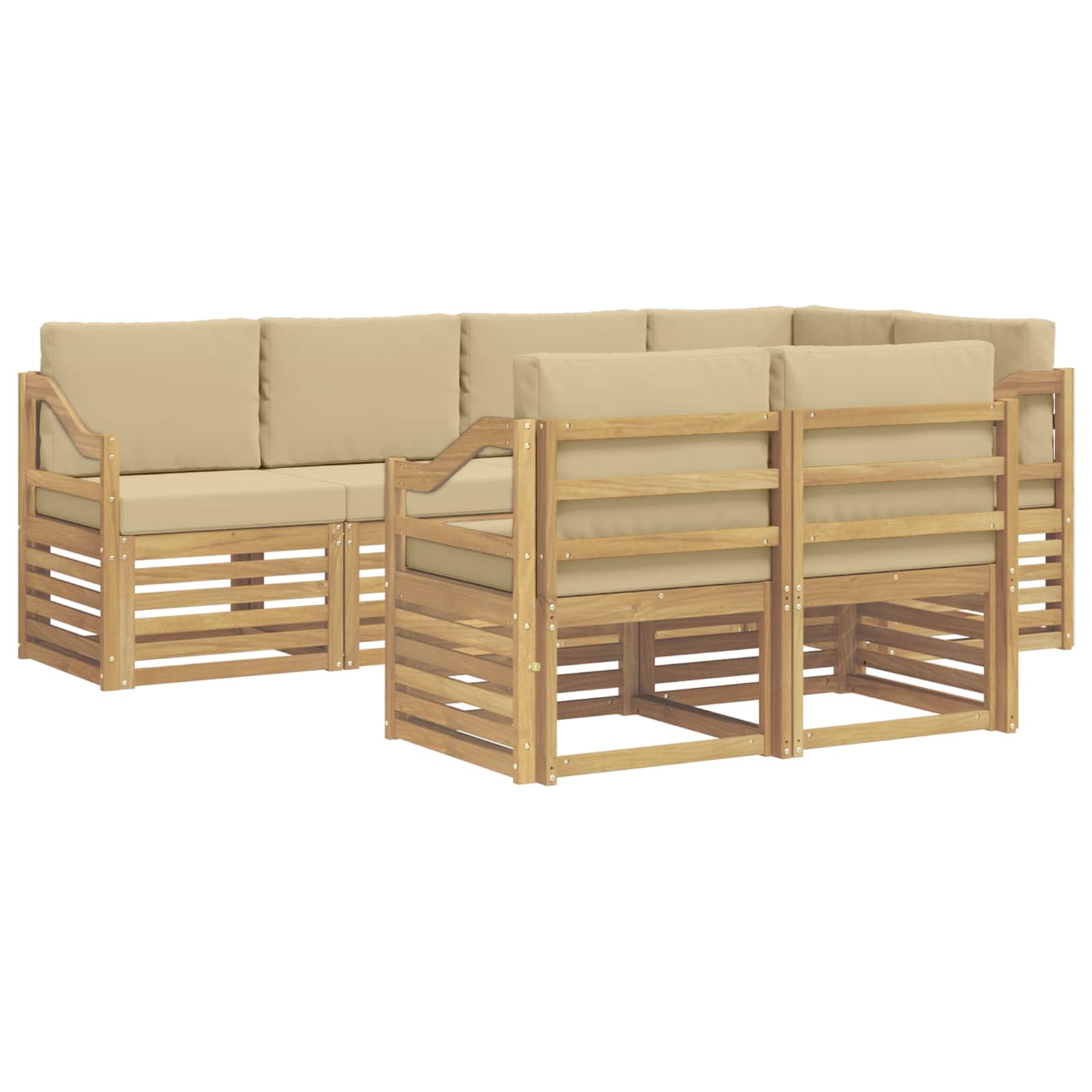 vidaXL Zestaw sof na zewnątrz 7 pcs Biały i Beżowy 245 x 126,5 x 73 cm