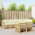 vidaXL Zestawy sof z poduszką 8 pcs Biały i kremowy Lite Drewno Akacji