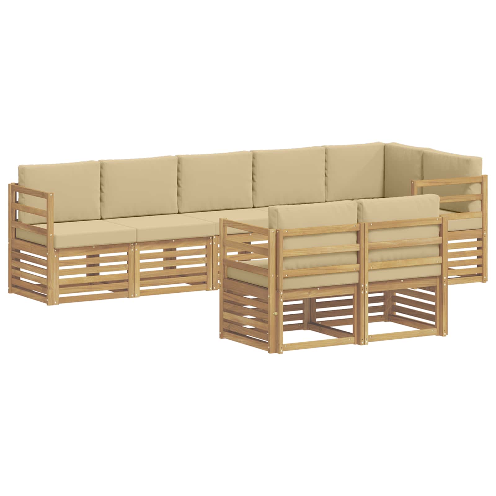 vidaXL Zestaw sof na zewnątrz 8 pcs Biały i Beżowy 304 x 126,5 x 73 cm