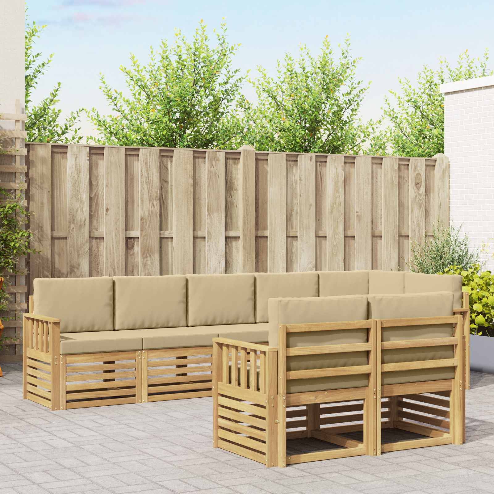 vidaXL Zestaw sof na zewnątrz 8 pcs Biały i Beżowy 306 x 128,5 x 73 cm