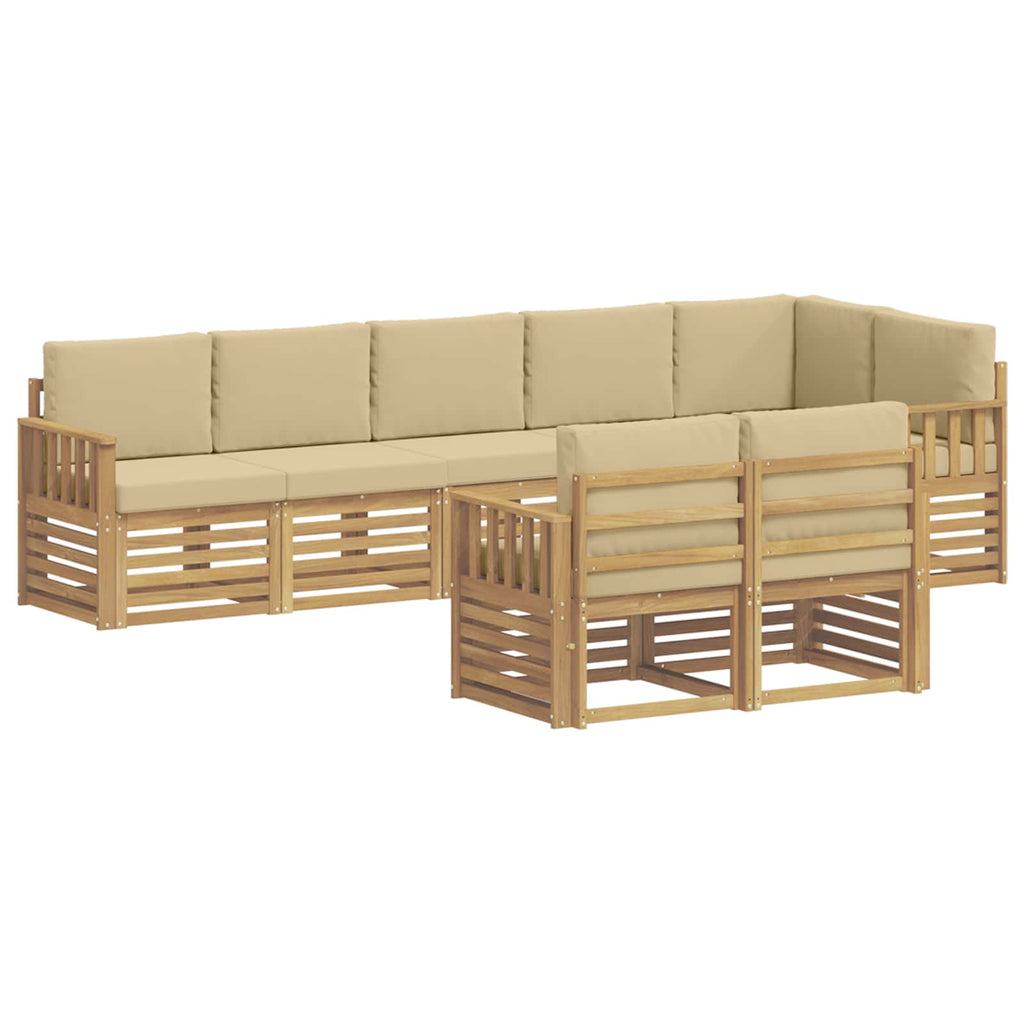 vidaXL Zestaw sof na zewnątrz 8 pcs Biały i Beżowy 306 x 128,5 x 73 cm