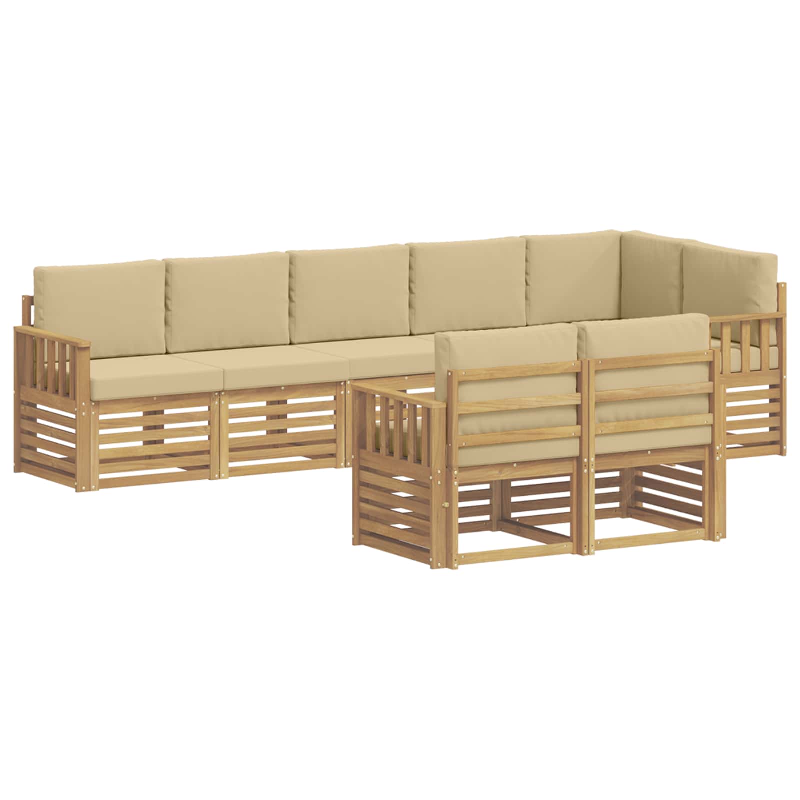 vidaXL Zestaw sof na zewnątrz 8 pcs Biały i Beżowy 306 x 128,5 x 73 cm