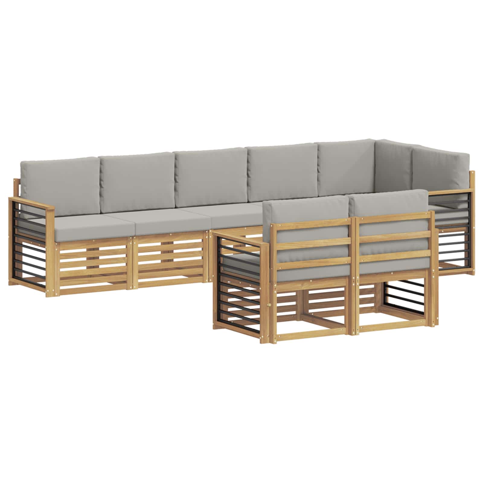 vidaXL Zestaw sof na zewnątrz 8 pcs Biały i jasnoszary