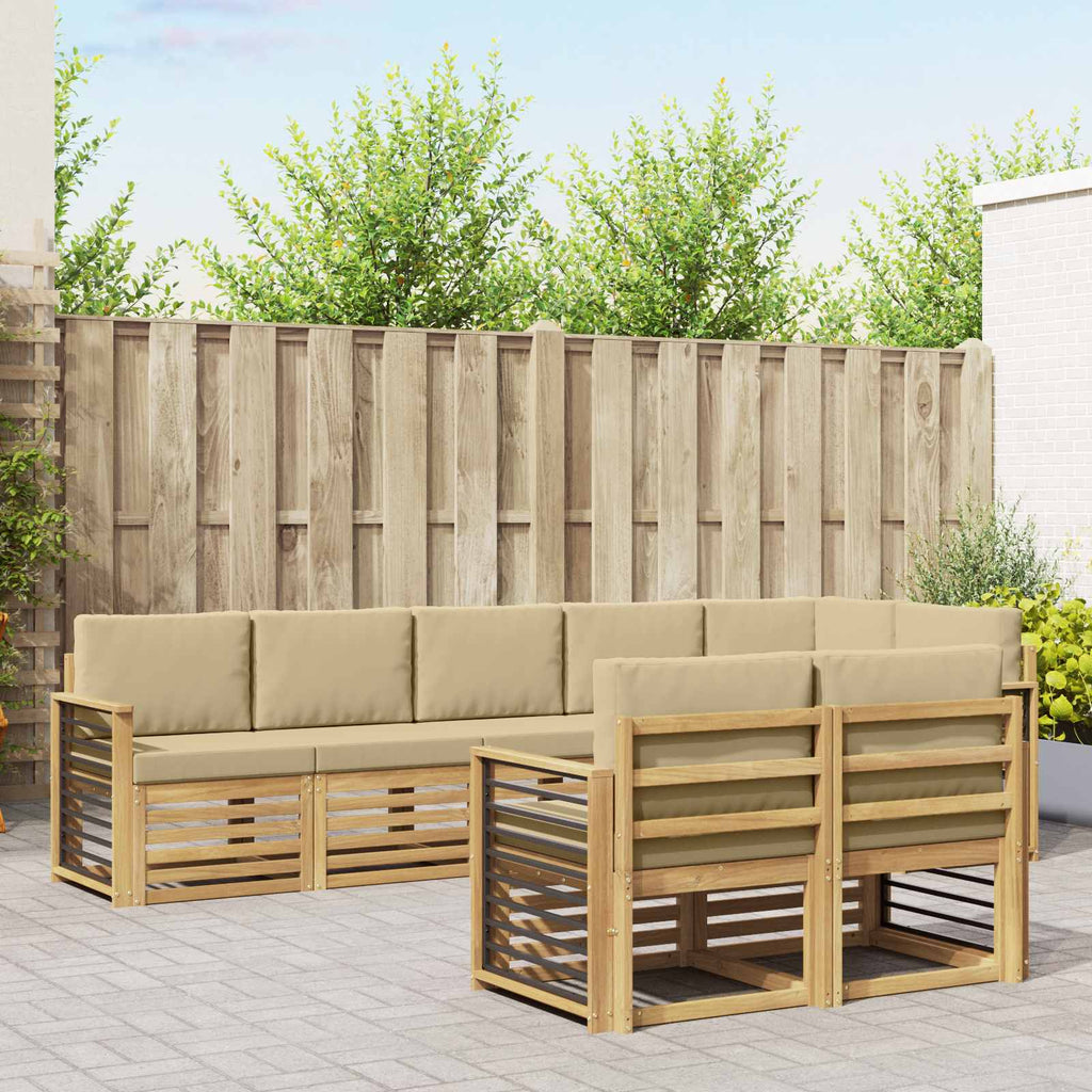 vidaXL Zestaw sof na zewnątrz 8 pcs Biały i Beżowy 306 x 128,5 x 73 cm