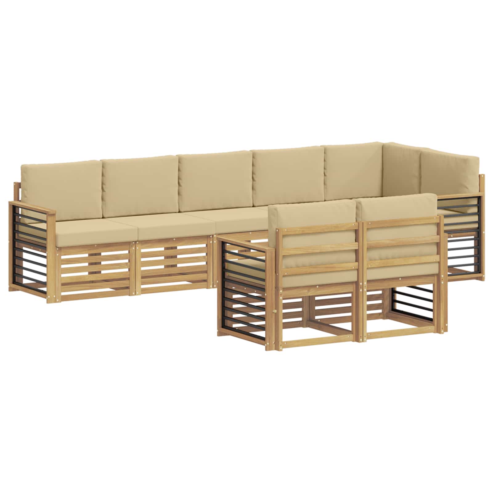 vidaXL Zestaw sof na zewnątrz 8 pcs Biały i Beżowy 306 x 128,5 x 73 cm
