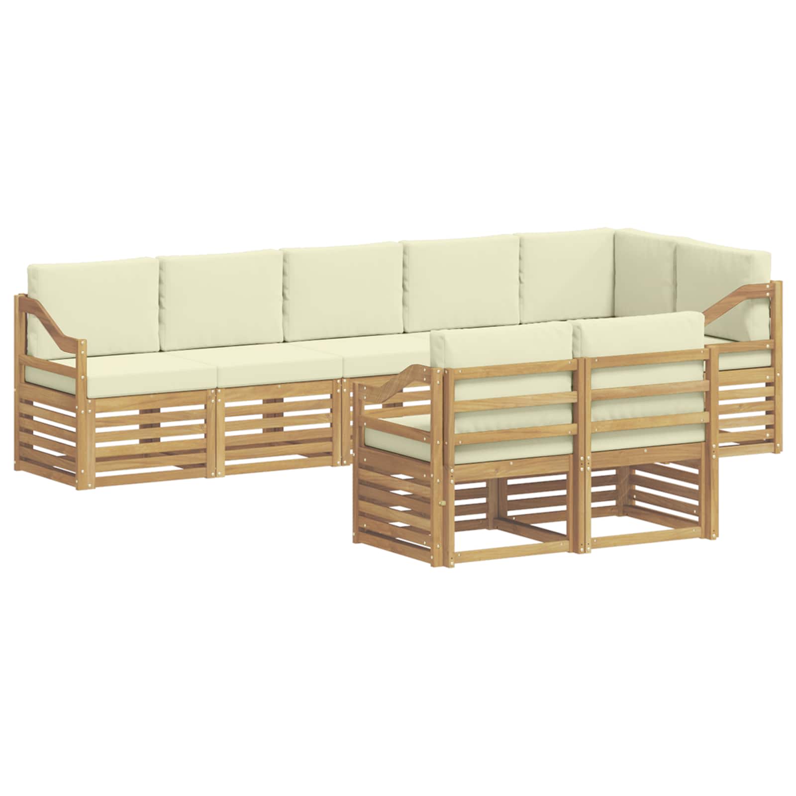 vidaXL Zestawy sof z poduszką 8 pcs Biały i kremowy Lite Drewno Akacji