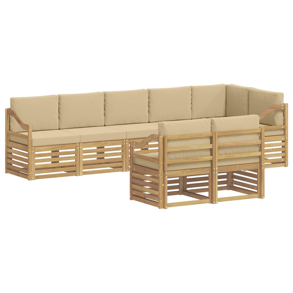 vidaXL Zestaw sof na zewnątrz 8 pcs Biały i Beżowy 304 x 126,5 x 73 cm