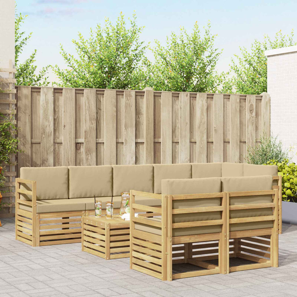 vidaXL Zestaw sof na zewnątrz 9 pcs Biały i Beżowy 59 x 59 x 37 cm