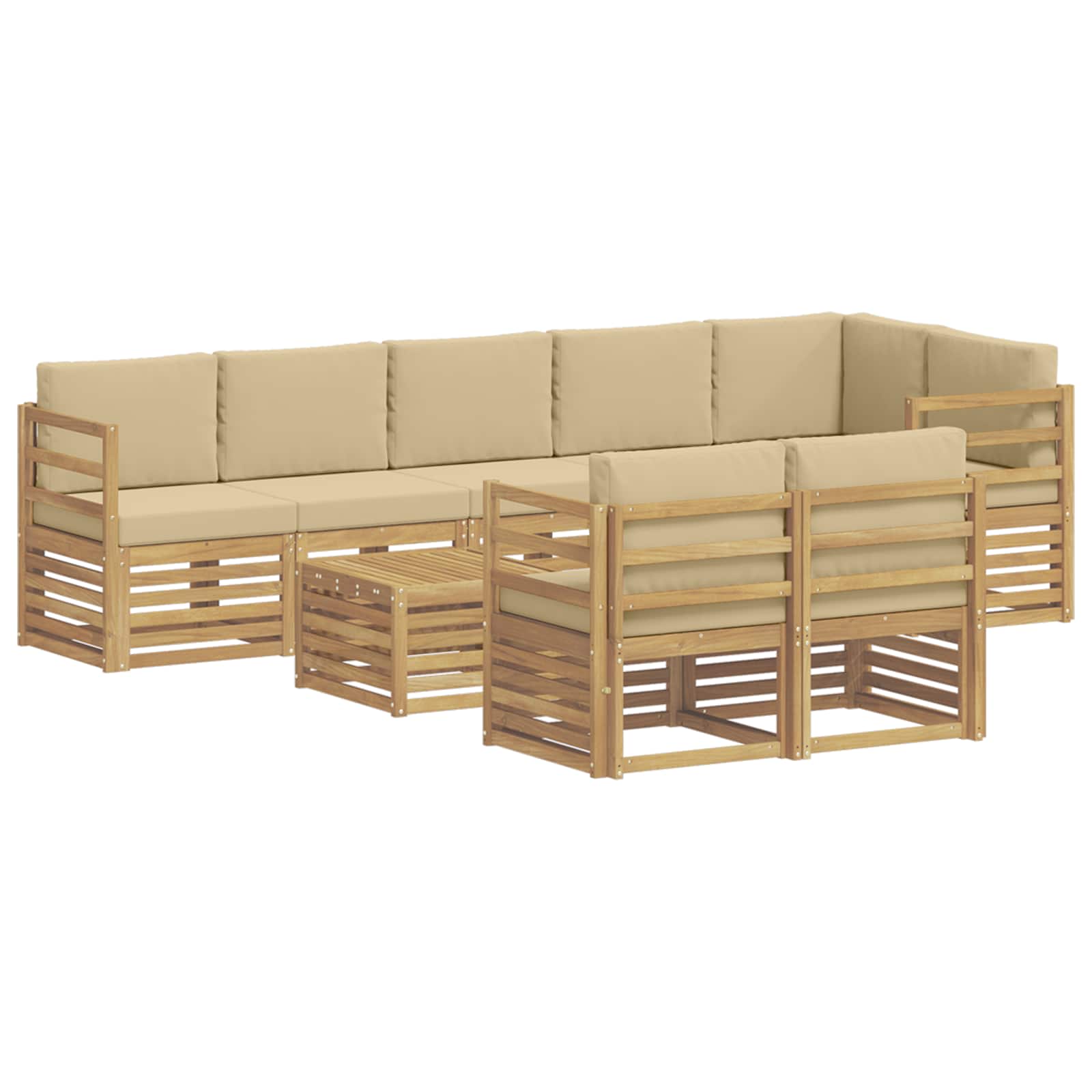 vidaXL Zestaw sof na zewnątrz 9 pcs Biały i Beżowy 59 x 59 x 37 cm