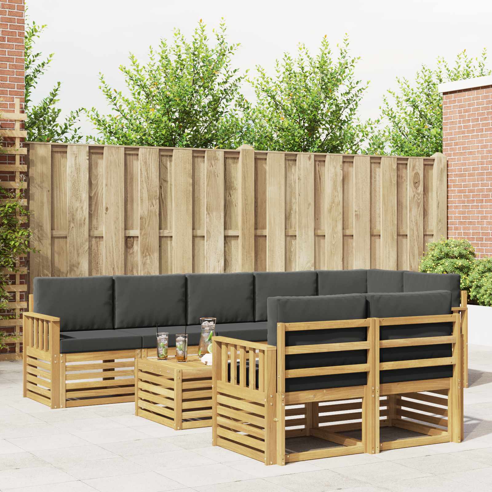 vidaXL Zestaw sof na zewnątrz 8 pcs Biały i antracyt 59 x 59 x 37 cm