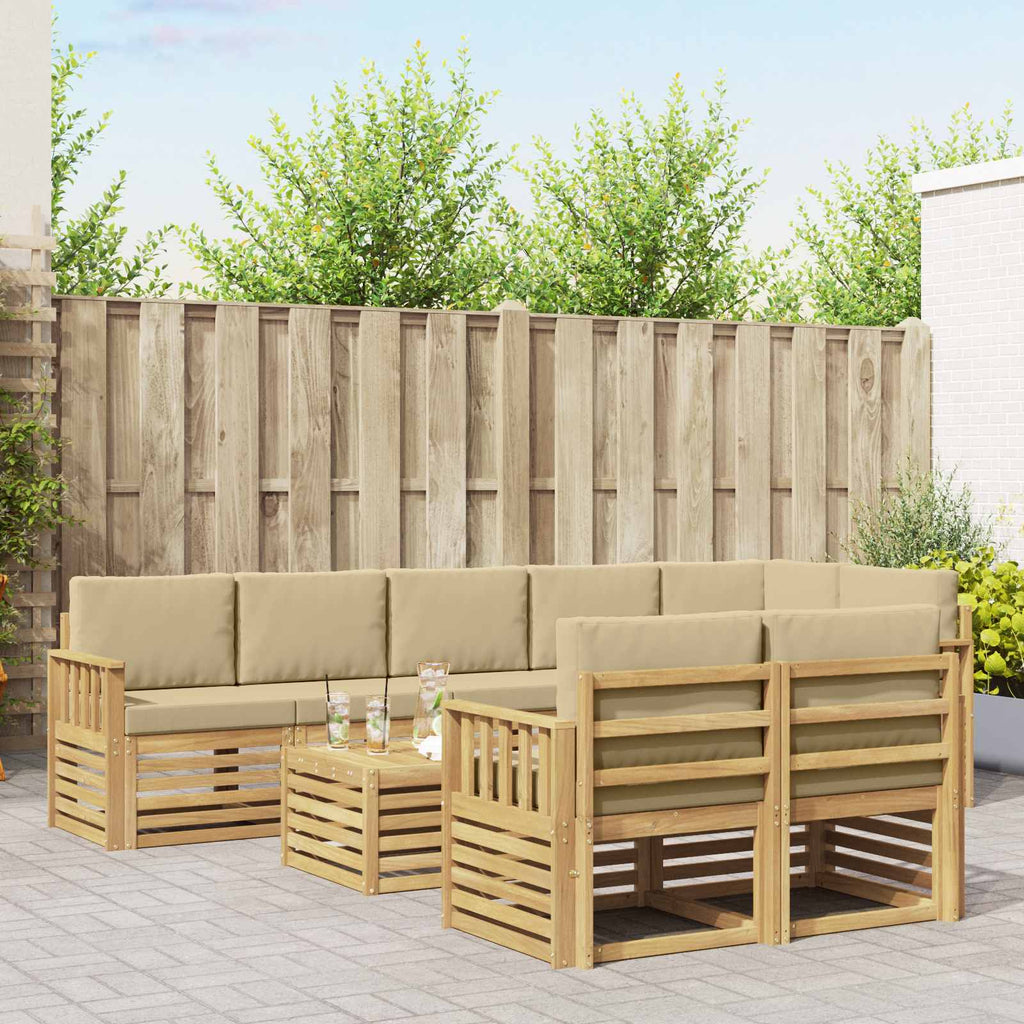 vidaXL Zestaw sof na zewnątrz 8 pcs Biały i Beżowy 59 x 59 x 37 cm