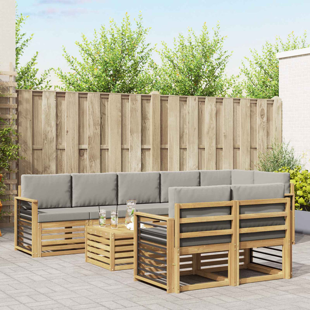 vidaXL Zestaw sof na zewnątrz 9 pcs Biały i jasnoszary 59 x 59 x 37 cm