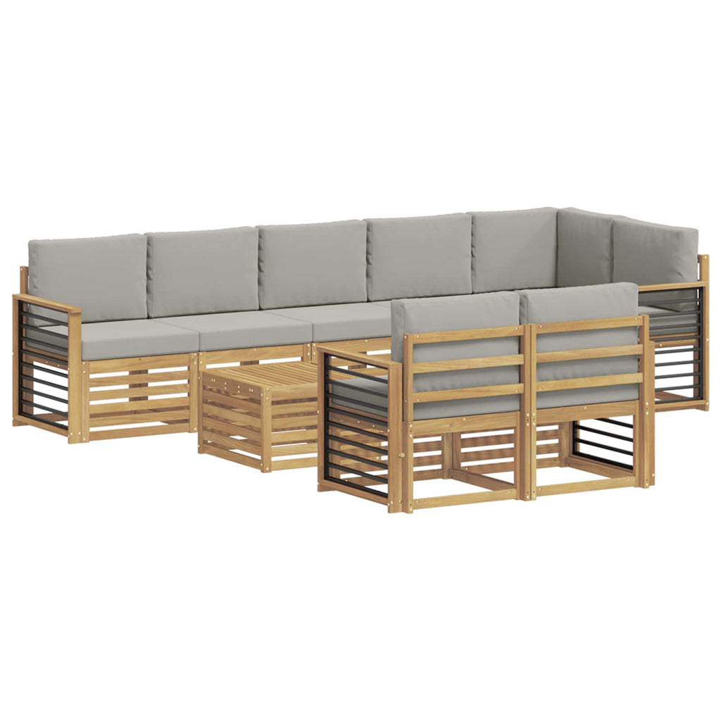 vidaXL Zestaw sof na zewnątrz 9 pcs Biały i jasnoszary 59 x 59 x 37 cm