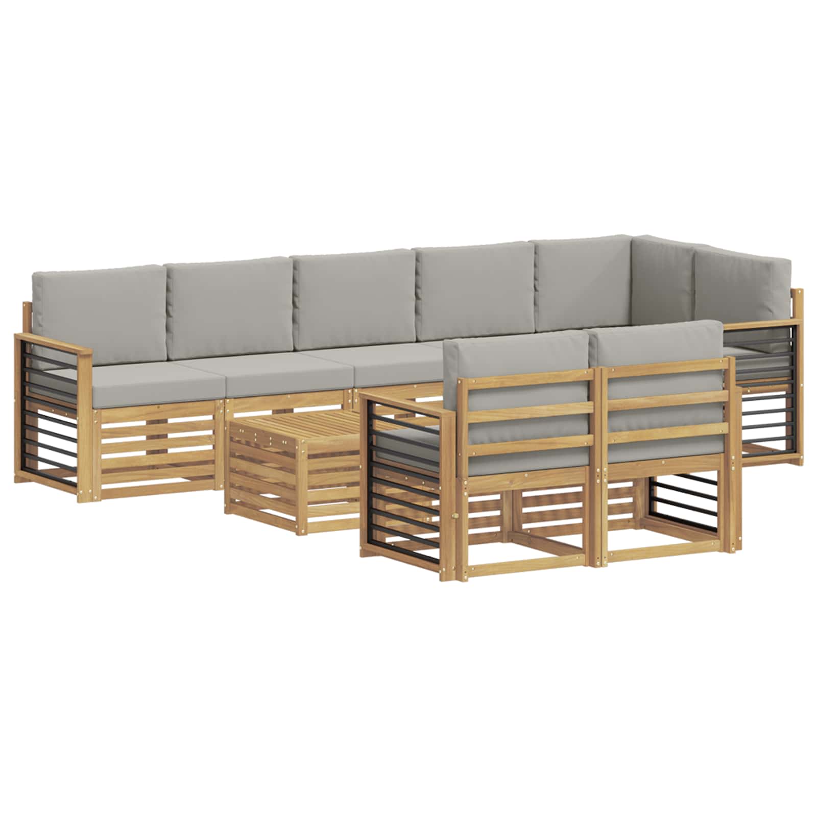 vidaXL Zestaw sof na zewnątrz 9 pcs Biały i jasnoszary 59 x 59 x 37 cm