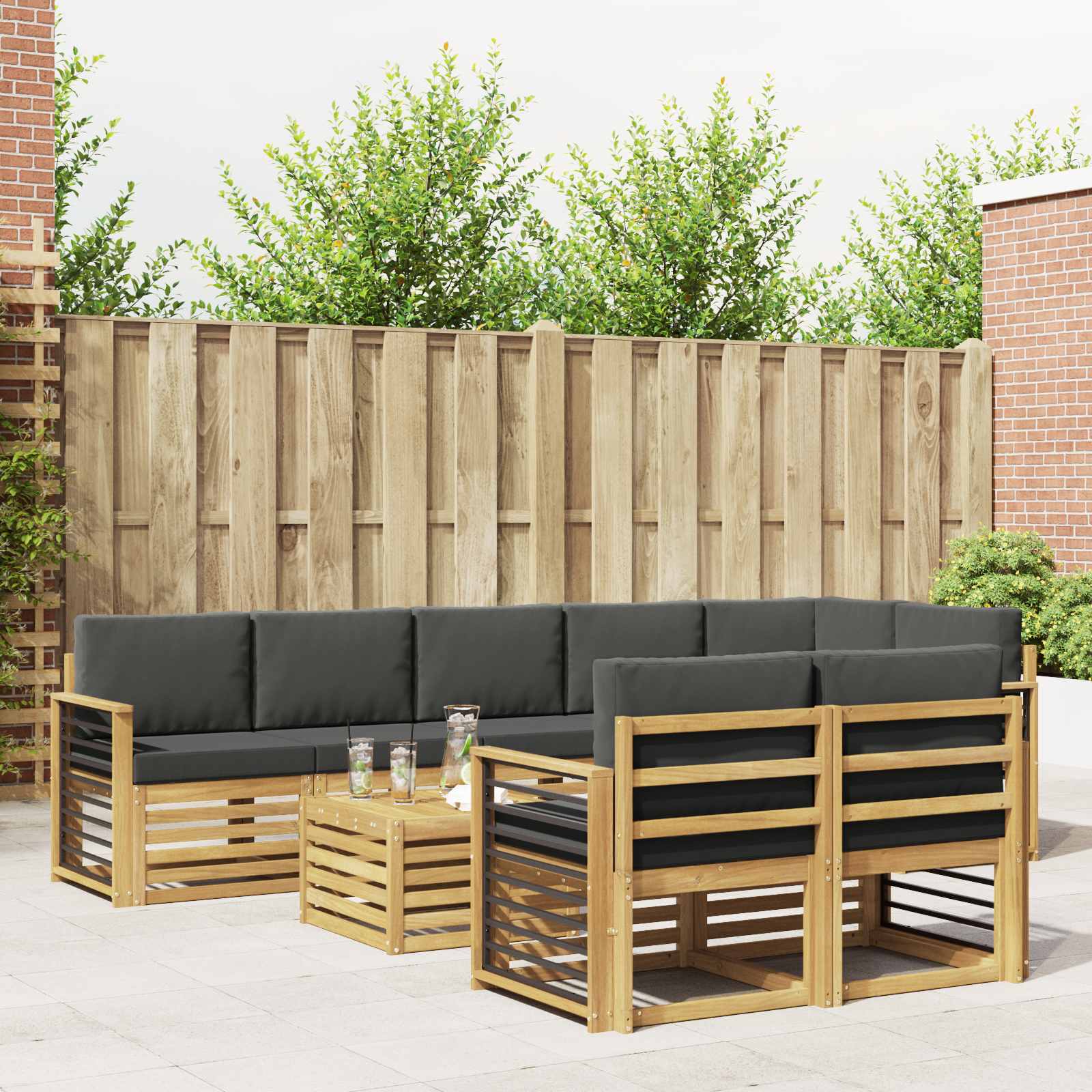 vidaXL Zestaw sof na zewnątrz 8 pcs Biały i antracyt 59 x 59 x 37 cm