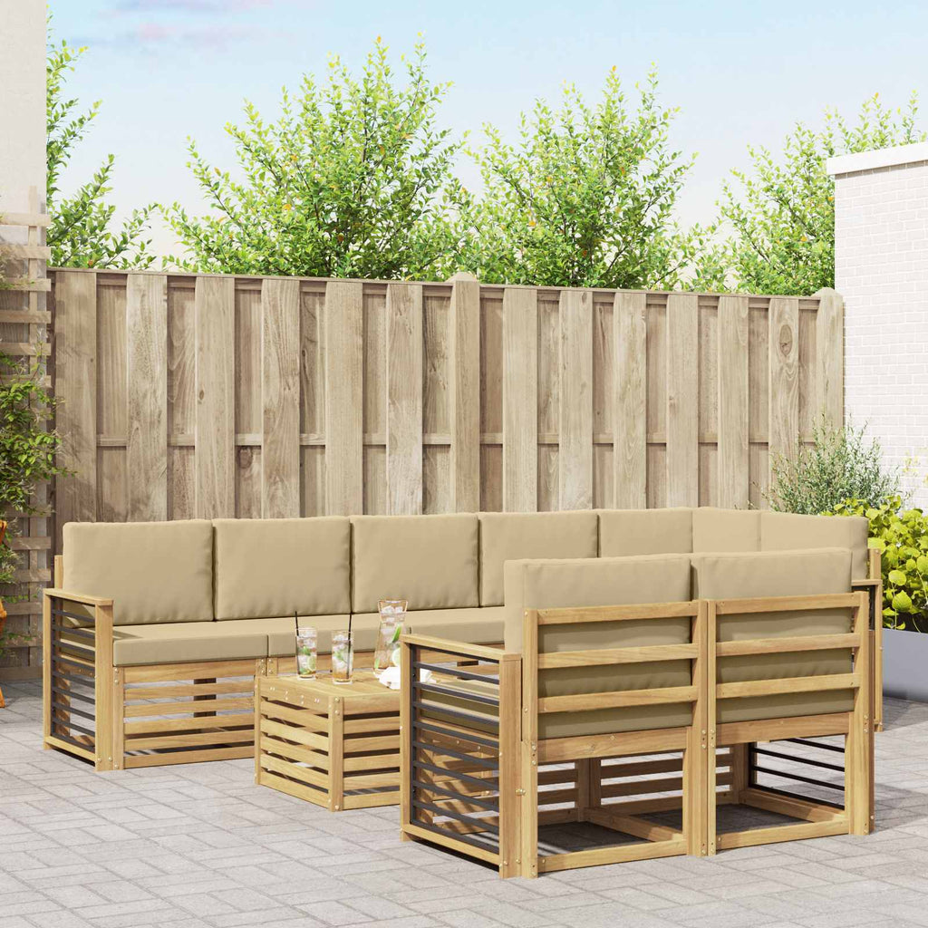 vidaXL Zestaw sof na zewnątrz 9 pcs Biały i Beżowy 59 x 59 x 37 cm