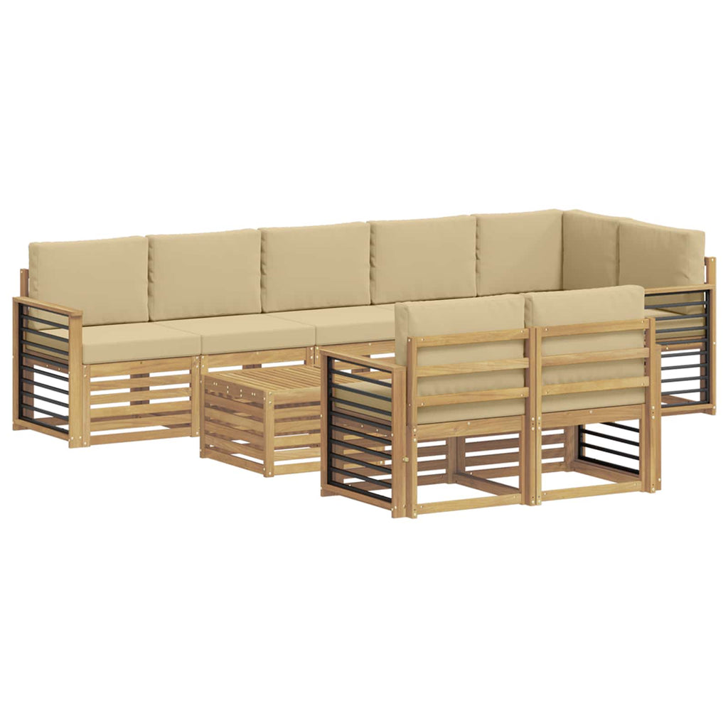 vidaXL Zestaw sof na zewnątrz 9 pcs Biały i Beżowy 59 x 59 x 37 cm