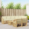 vidaXL Zestawy sof z poduszką 9 pcs Biały i kremowy Lite Drewno Akacji