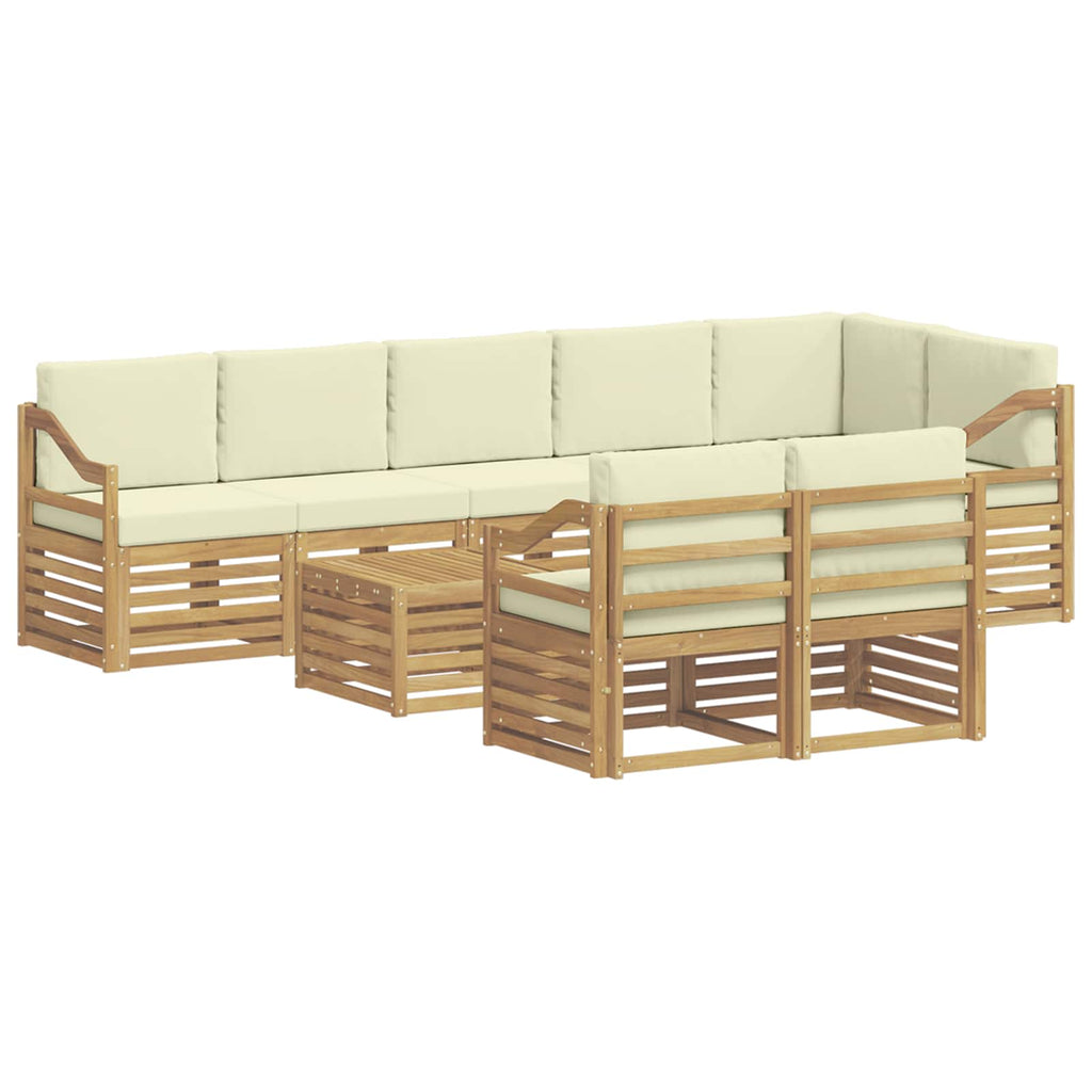 vidaXL Zestawy sof z poduszką 9 pcs Biały i kremowy Lite Drewno Akacji