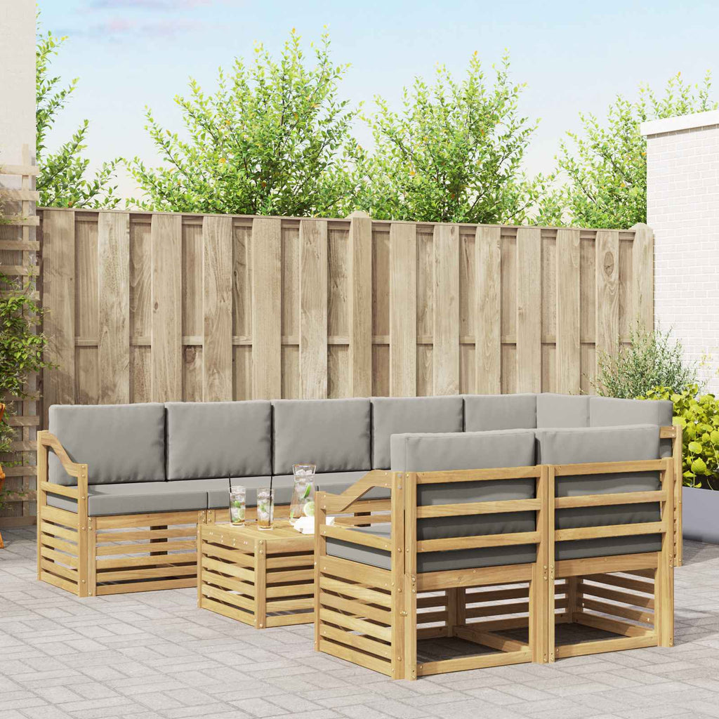 vidaXL Zestaw sof na zewnątrz 9 pcs Biały i jasnoszary 59 x 59 x 37 cm