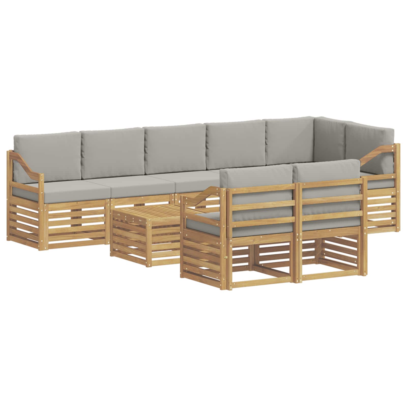 vidaXL Zestaw sof na zewnątrz 9 pcs Biały i jasnoszary 59 x 59 x 37 cm