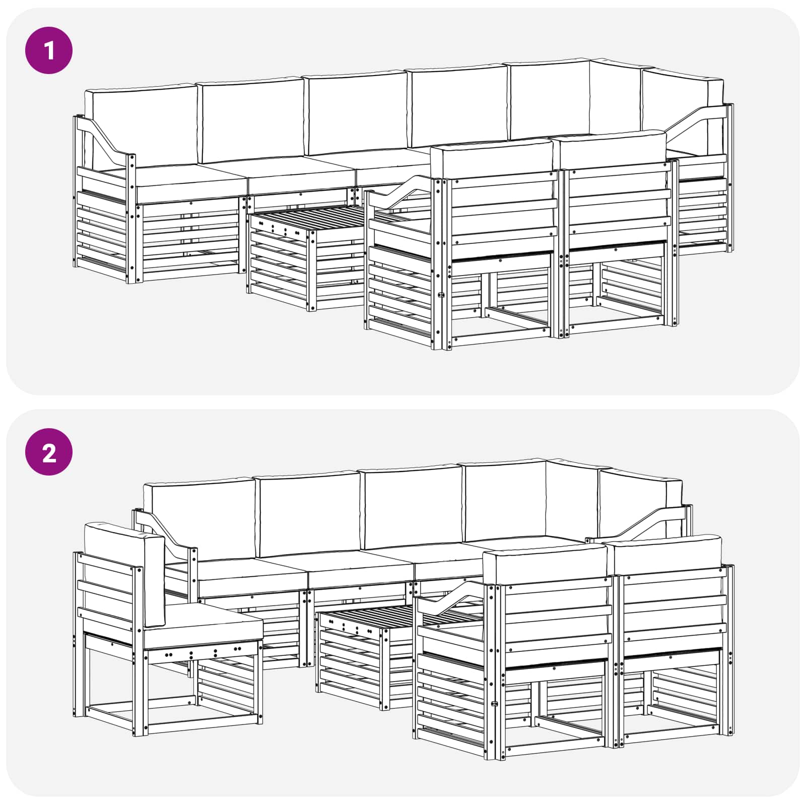vidaXL Zestaw sof na zewnątrz 8 pcs Biały i antracyt 59 x 59 x 37 cm