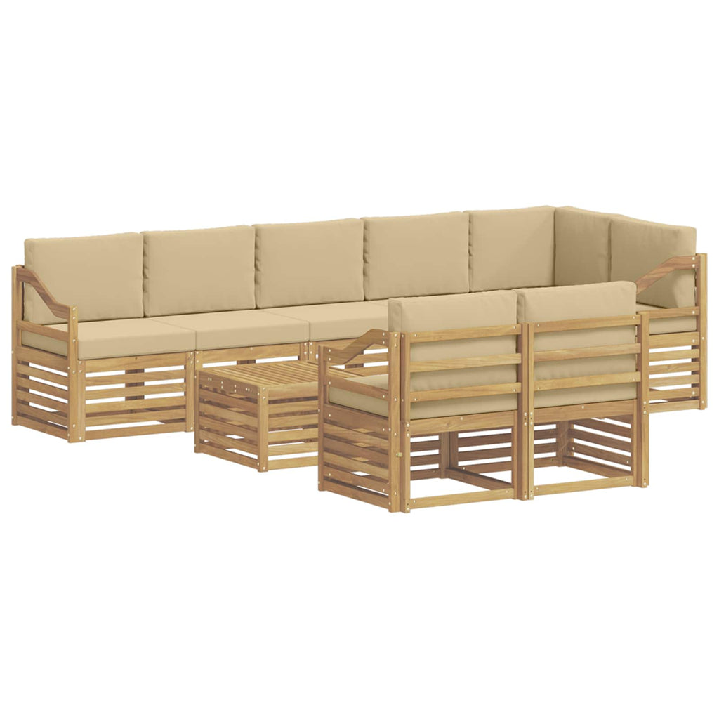 vidaXL Zestaw sof na zewnątrz 9 pcs Biały i Beżowy 59 x 59 x 37 cm
